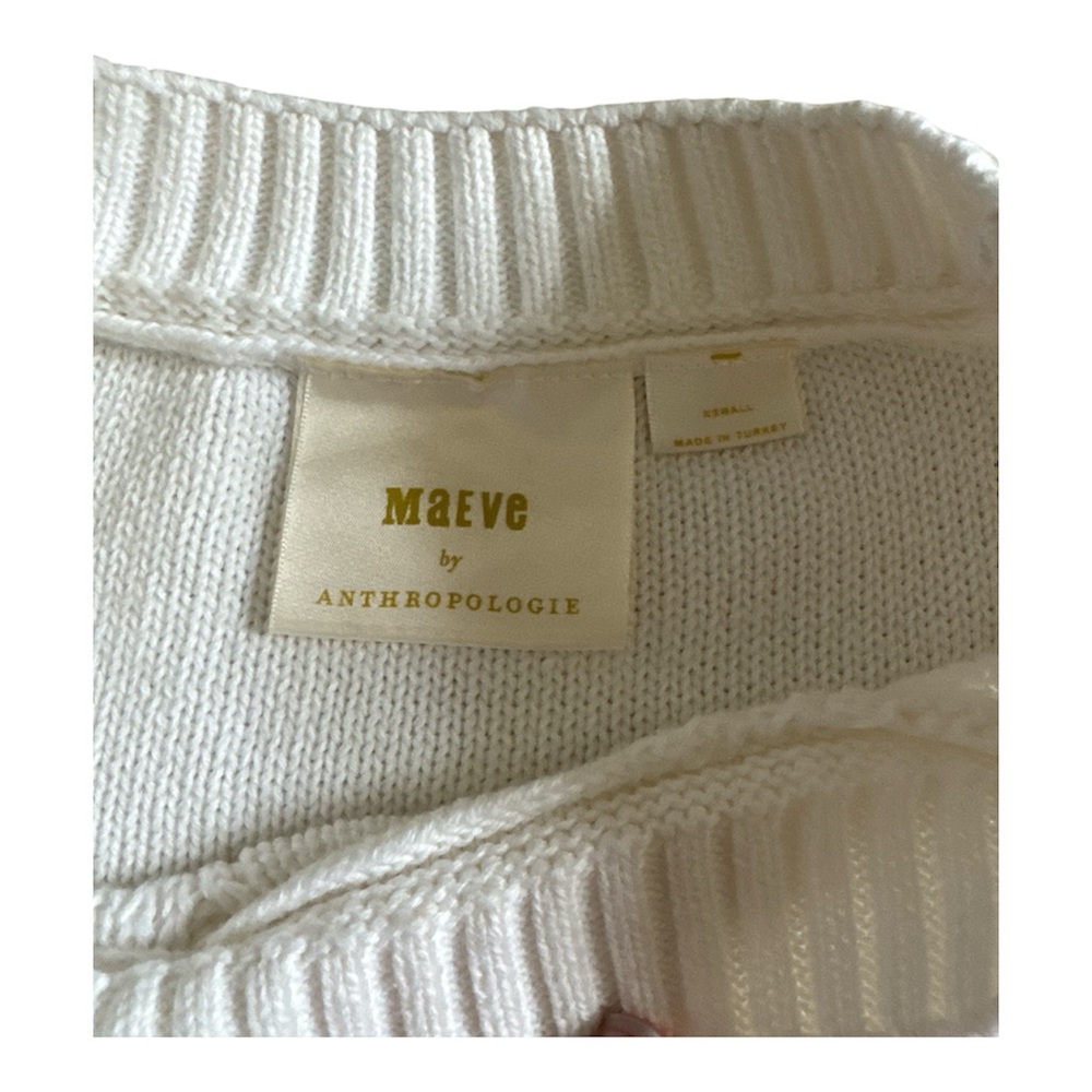 Maeve Anthropologie Cable Knit Sweater Vest Cream XS/S Preppy Cropped - Picture 2 of 4